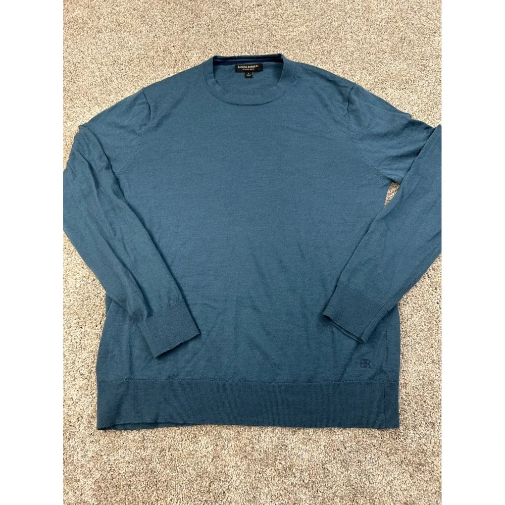 Banana Republic Mens Merino Wool Crewneck Sweater Teal Blue Large #0678